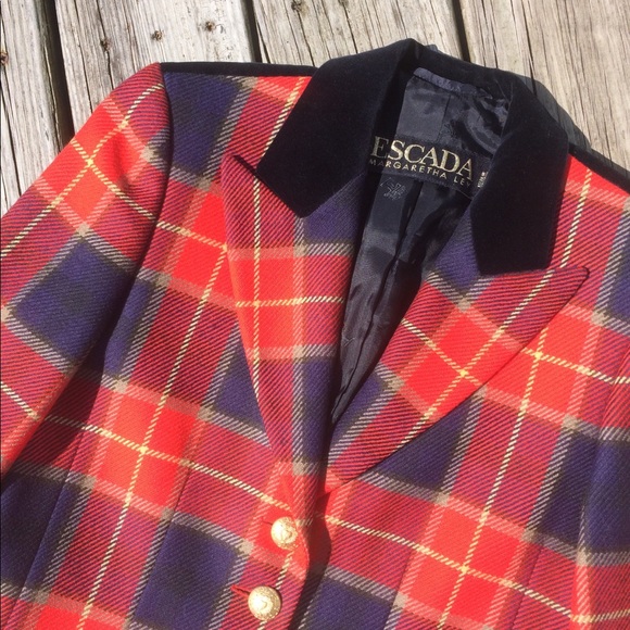 Escada Jackets & Blazers - Vintage Escada Margaretha Ley Plaid Wool Blazer
